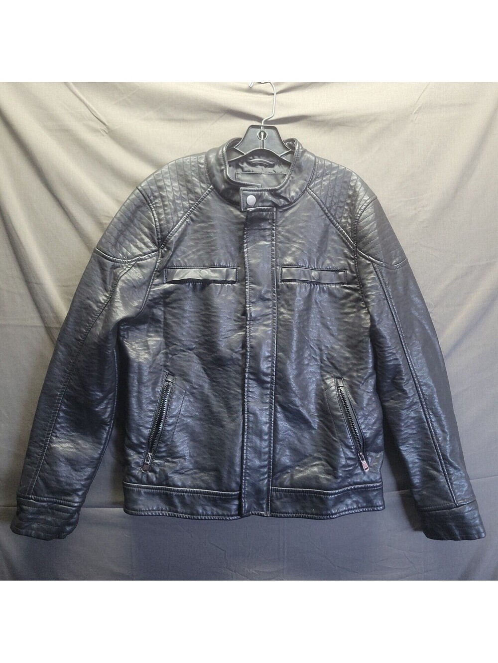 Vintage Faux Leather Biker Jacket Mens M Medium Route 66 Zip Racer Cruiser